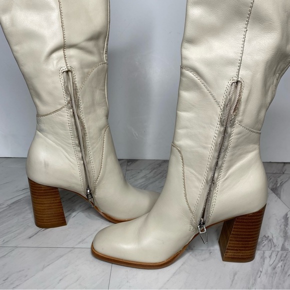 Dolce Vita Flin Ivory Leather Heeled Tall Boot 6 - Picture 7 of 16